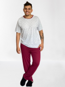 PIJAMA MASCULINO PLUS MANGA CURTA E CALCA GRAVATINHA