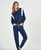 PIJAMA FEMININO INVERNO COR COM AMOR AZUL MARINHO