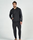 PIJAMA MASCULINO INVERNO COR COM AMOR ALGOD&Atilde;O MOLETINHO PRETO