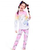 PIJAMA FEMININO INFANTIL VEGGI MANGA LONGA ALGOD&Atilde;O UNICORNIO ROSA