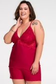 PIJAMA FEMININO LIGANETE DE AL&Ccedil;A VERMELHO PLUS SIZE - ESSENCIAL