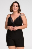 PIJAMA FEMININO LIGANETE DE AL&Ccedil;A PRETO PLUS SIZE - ESSENCIAL