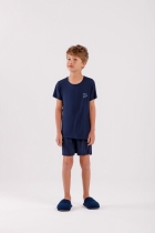 PIJAMA MASCULINO CURTO AZUL FAM&Iacute;LIA - COR COM AMOR