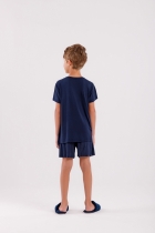 PIJAMA MASCULINO CURTO AZUL FAM&Iacute;LIA - COR COM AMOR