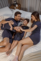 PIJAMA MASCULINO CURTO AZUL FAM&Iacute;LIA - COR COM AMOR