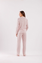 PIJAMA FEMININO LONGO COM BOT&Otilde;ES LISTRAS ROSA - COR COM AMOR