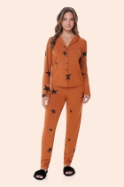 PIJAMA FEMININO LONGO COM BOT&Otilde;ES ESTRELAS PLUS SIZE - BOCEJINHO