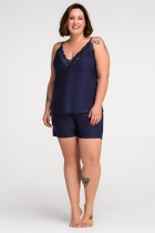PIJAMA FEMININO DE ALÇA PLUS SIZE AZUL MARINHO - ESSENCIAL