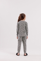 PIJAMA FEMININO INFANTIL LONGO ESTAMPA DESPERTADOR FAM&Iacute;LIA - COR COM AMOR