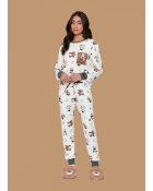 PIJAMA FEMININO LONGO BRANCO ESTAMPA URSO FAMÍLIA - LUA LUÁ