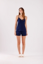 PIJAMA FEMININO CURTO COM ALÇA AZUL POÁ - COR COM AMOR