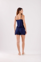 PIJAMA FEMININO CURTO COM ALÇA AZUL POÁ - COR COM AMOR