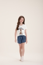 PIJAMA FEMININO INFANTIL CURTO COM MANGA DOG FAM&Iacute;LIA - COR COM AMOR