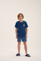 PIJAMA MASCULINO INFANTIL CURTO COM MANGA DOG FAM&Iacute;LIA - COR COM AMOR