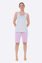 PIJAMA FEMININO COM REGATA E BERMUDA ROSA FLORENÇA PLUS SIZE - BOCEJINHO