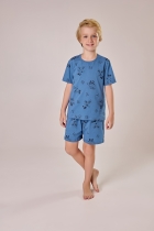 PIJAMA MASCULINO INFANTIL CURTO COM MANGA AZUL TIGOR - COR COM AMOR