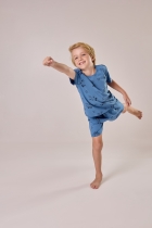 PIJAMA MASCULINO INFANTIL CURTO COM MANGA AZUL TIGOR - COR COM AMOR