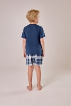 PIJAMA MASCULINO INFANTIL CURTO AZUL XADREZ TIGOR - COR COM AMOR