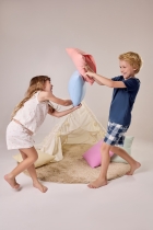 PIJAMA MASCULINO INFANTIL CURTO AZUL XADREZ TIGOR - COR COM AMOR