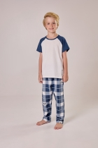 PIJAMA MASCULINO INFANTIL COM CAL&Ccedil;A XADREZ AZUL TIGOR - COR COM AMOR