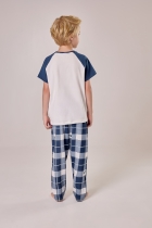 PIJAMA MASCULINO INFANTIL COM CAL&Ccedil;A XADREZ AZUL TIGOR - COR COM AMOR