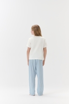 PIJAMA FEMININO INFANTIL MANGA CURTA E CAL&Ccedil;A AZUL LISTRADA - COR COM AMOR