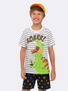 PIJAMA MASCULINO JUVENIL CURTO DINOSSAURO BRILHA NO ESCURO - VEGGI