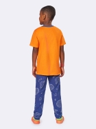 PIJAMA MASCULINO INFANTIL MANGA CURTA E CAL&Ccedil;A AZUL E LARANJA ESPA&Ccedil;O - VEGGI