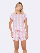 PIJAMA FEMININO MANGA CURTA E SHORT CANELADO XADREZ ROSA - VEGGI