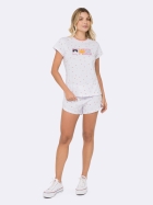 PIJAMA FEMININO MANGA CURTA E SHORT BRANCO PO&Aacute; GATOS - VEGGI