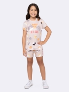 PIJAMA FEMININO JUVENIL MANGA CURTA E SHORT BEGE GATOS - VEGGI