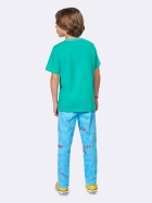 PIJAMA MASCULINO INFANTIL MANGA CURTA COM CAL&Ccedil;A AZUL E VERDE DINO - VEGGI