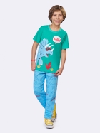PIJAMA MASCULINO JUVENIL MANGA CURTA COM CAL&Ccedil;A AZUL E VERDE DINO - VEGGI