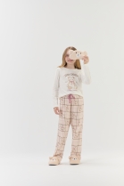 PIJAMA FEMININO JUVENIL MANGA LONGA E CALÇA XADREZ URSO - COR COM AMOR