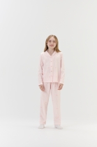 PIJAMA FEMININO JUVENIL LONGO COM BOTÕES ROSA LAÇOS - COR COM AMOR