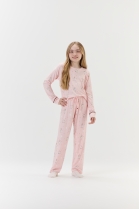 PIJAMA FEMININO JUVENIL MANGA LONGA E CALÇA ROSA BAILARINA - COR COM AMOR