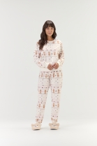 PIJAMA FEMININO MOLETINHO MANGA LONGA E CALÇA URSOS - COR COM AMOR