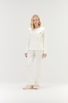 PIJAMA FEMININO MANGA LONGA E CALÇA BRANCO POÁ - COR COM AMOR