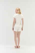 PIJAMA FEMININO MANGA CURTA E SHORT BRANCO POÁ - COR COM AMOR