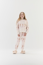 PIJAMA FEMININO JUVENIL MOLETINHO LONGO BRANCO OFF URSINHOS - COR COM AMOR
